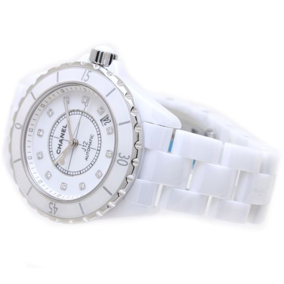 CHANEL J12 H1629 Late Model 12P Diamond White Ceramic x Stainless Steel Men's... - Picture 3 of 10